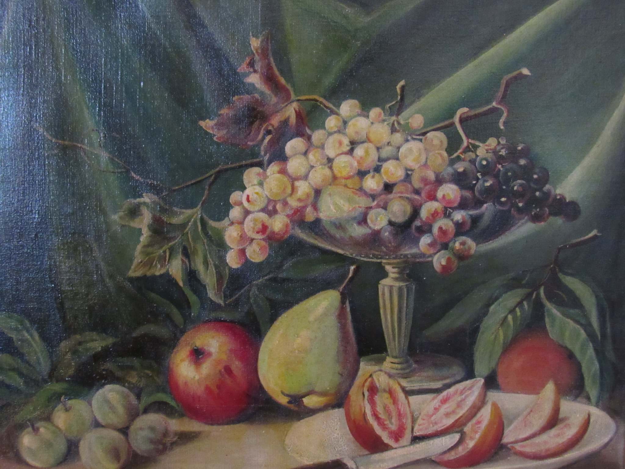 Afbeelding van Früchtestillleben Gemälde, 1.H.20.Jh., Öl auf Leinwand, R. Sommer