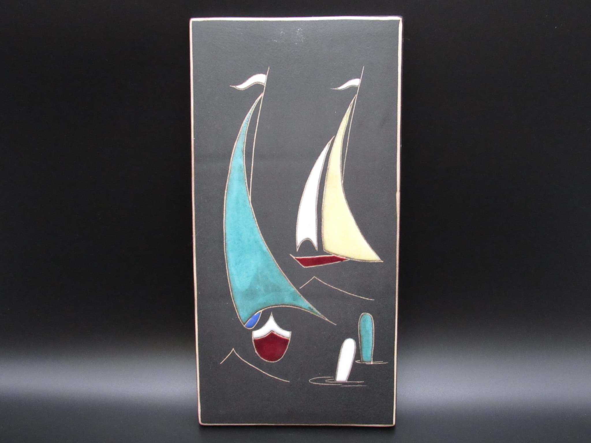 Obraz Rucha Keramik Wandbild, Segelboote, Design Adele Bolz (1914-1964)