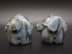 Bild von Keramikfiguren Paar, kleine Elefanten, blaufarben