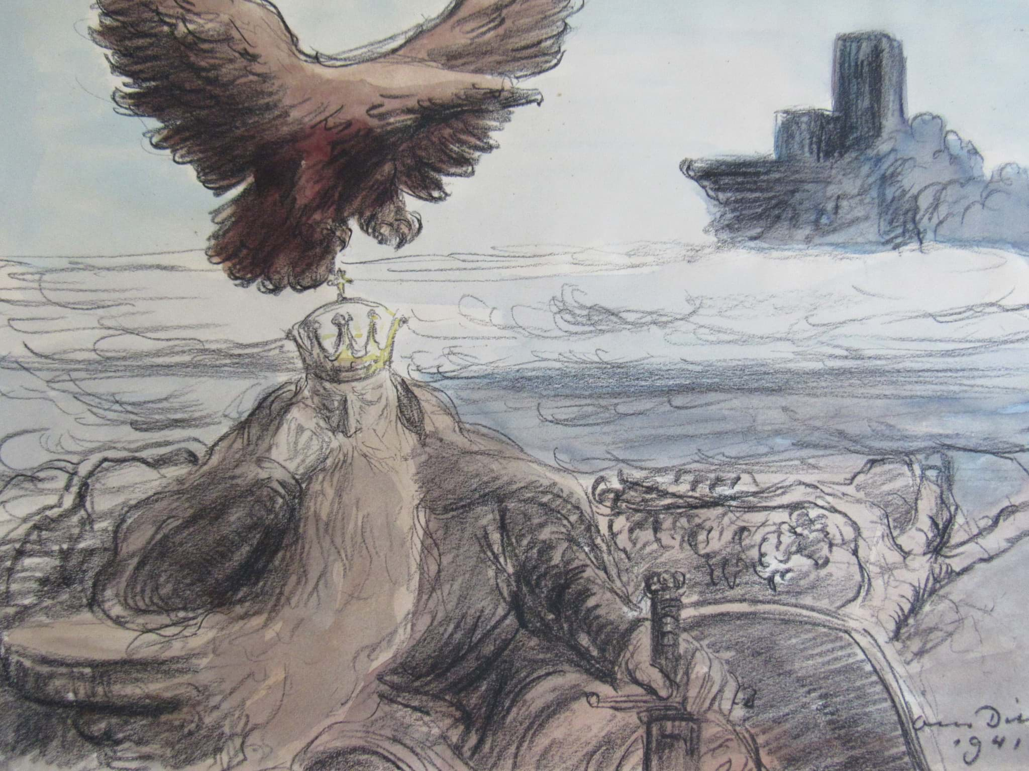 Bild von Otto Dill (1884-1957), Zeichnung aquarelliert, Barbarossa II