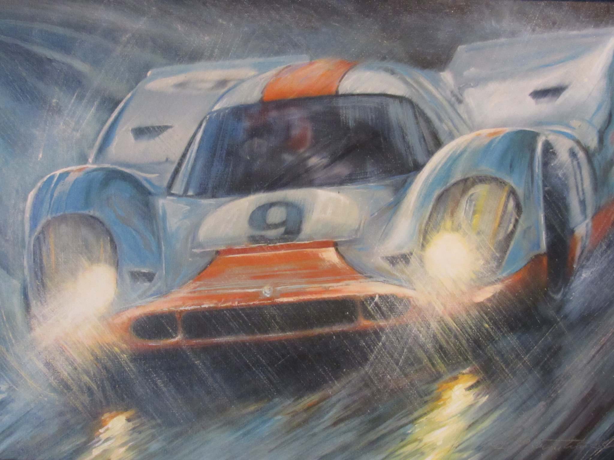 Bild von Gemälde Porsche 917K im Regen, Georg Baumhakt (1948-)