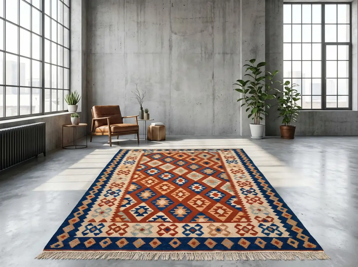 Handgewebter Vintage Kelim 159x117 cm aus Villenauflösung, 70er Jahre Design