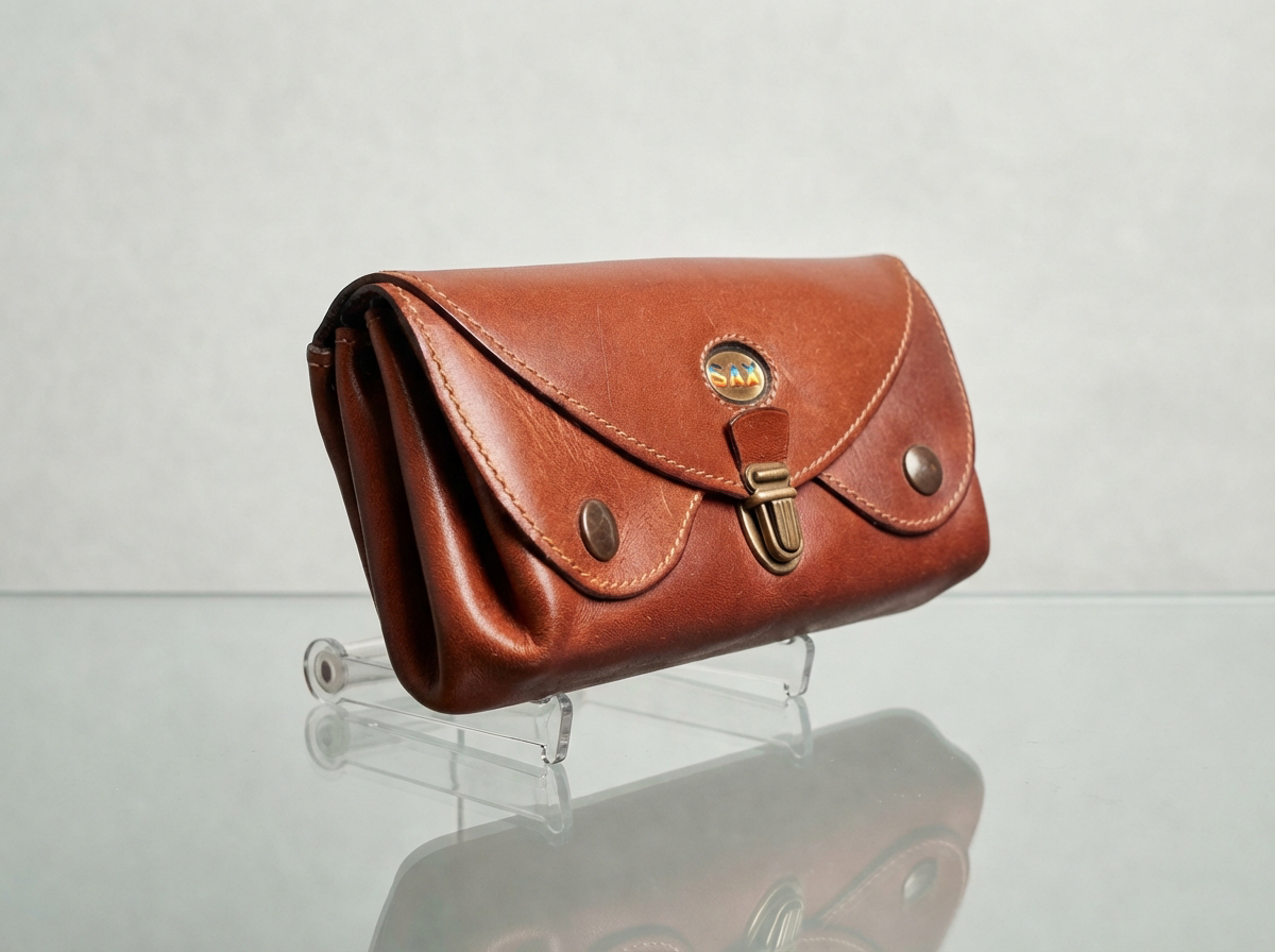 SAX Ledertasche Echtleder Vintage 60er Jahre Monogramm-Futter