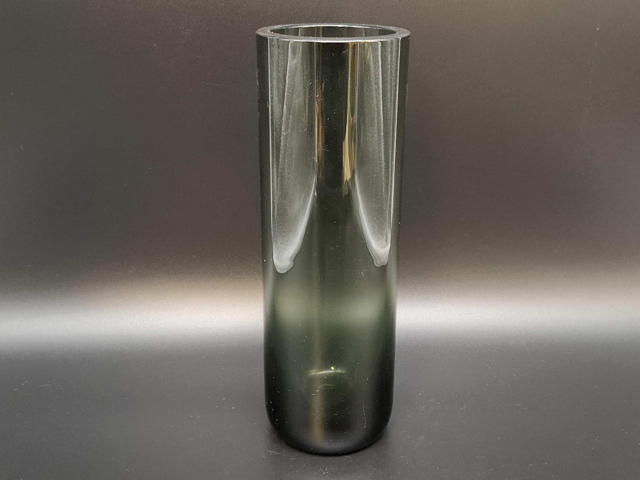 Zylindervase Rauchglas Petrol Skandinavisches Design 60er Jahre