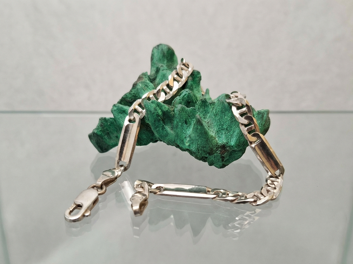 UnoAerre Silber Armband 925 Italien Vintage Arezzo Panzerkette 7,5g