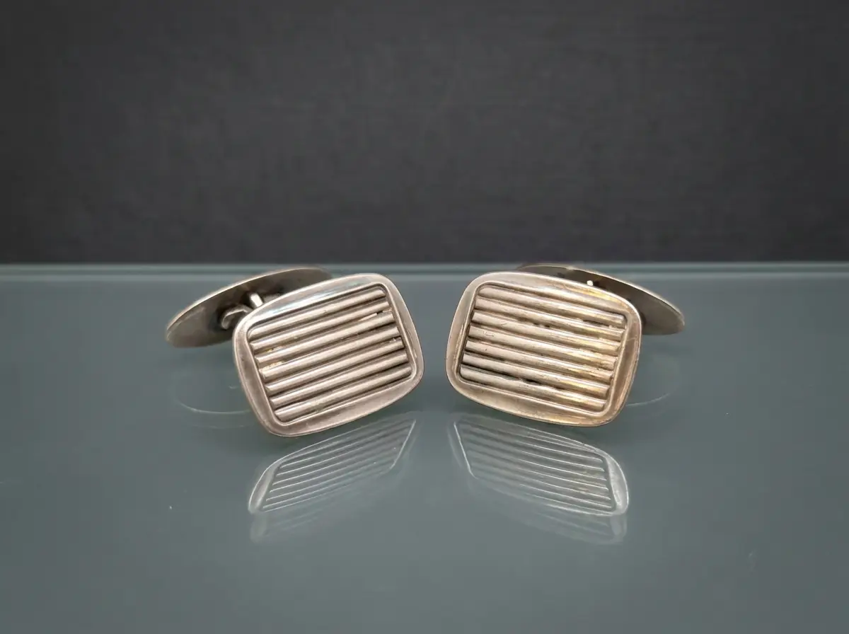 Vintage Manschettenknöpfe 835 Silber Alisat Pforzheim um 1940 Patina