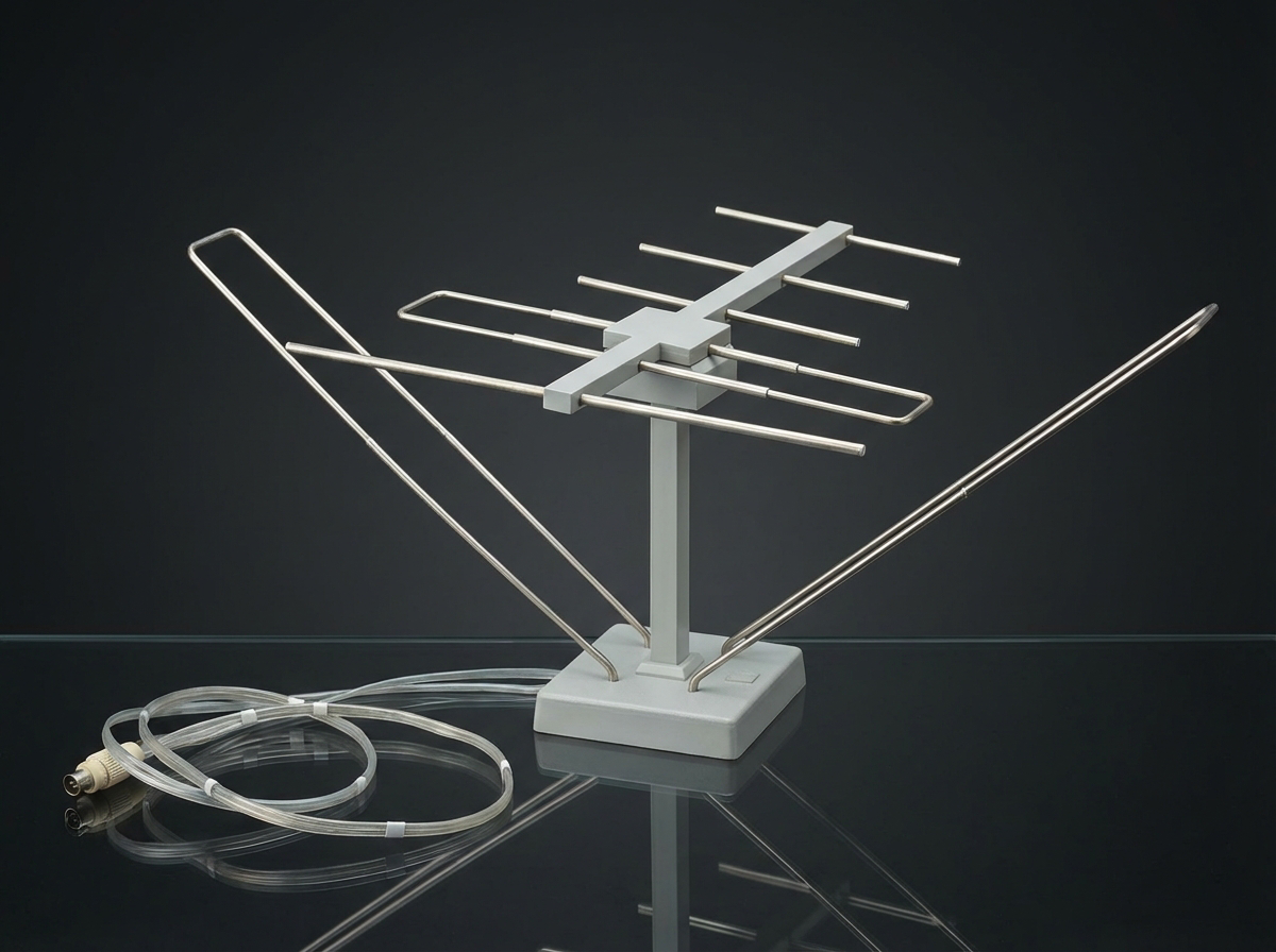 Vintage Zimmerantenne Mid-Century Design Chrom & Lichtgrau um 1960