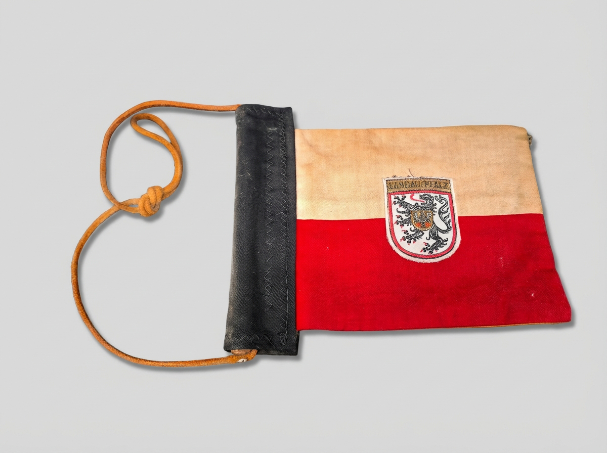 Antike Landau Pfalz Fahne Schwarz-Rot-Gold Bestickt Studentika um 1920