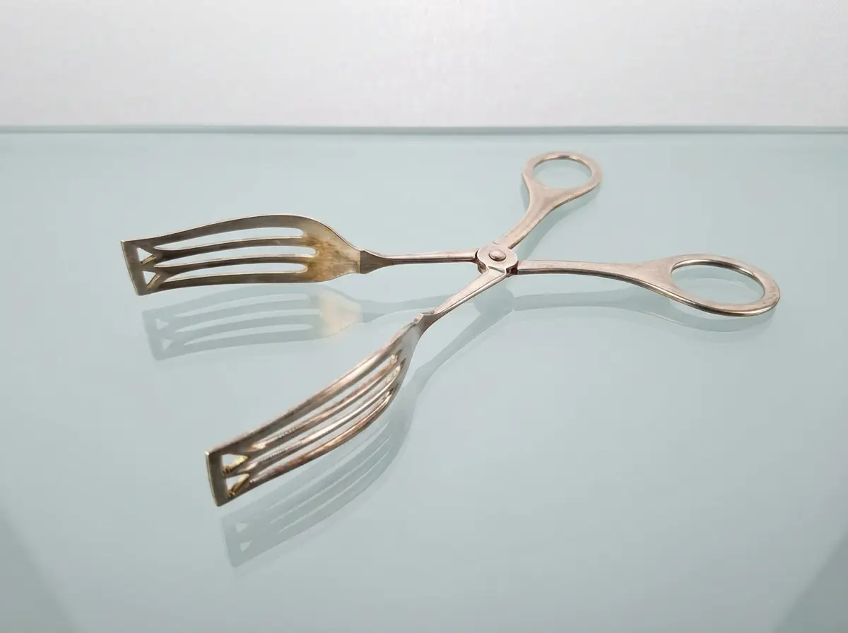 Gebäckzange Versilbert Vintage Servierzange Gebäck Silber-Optik