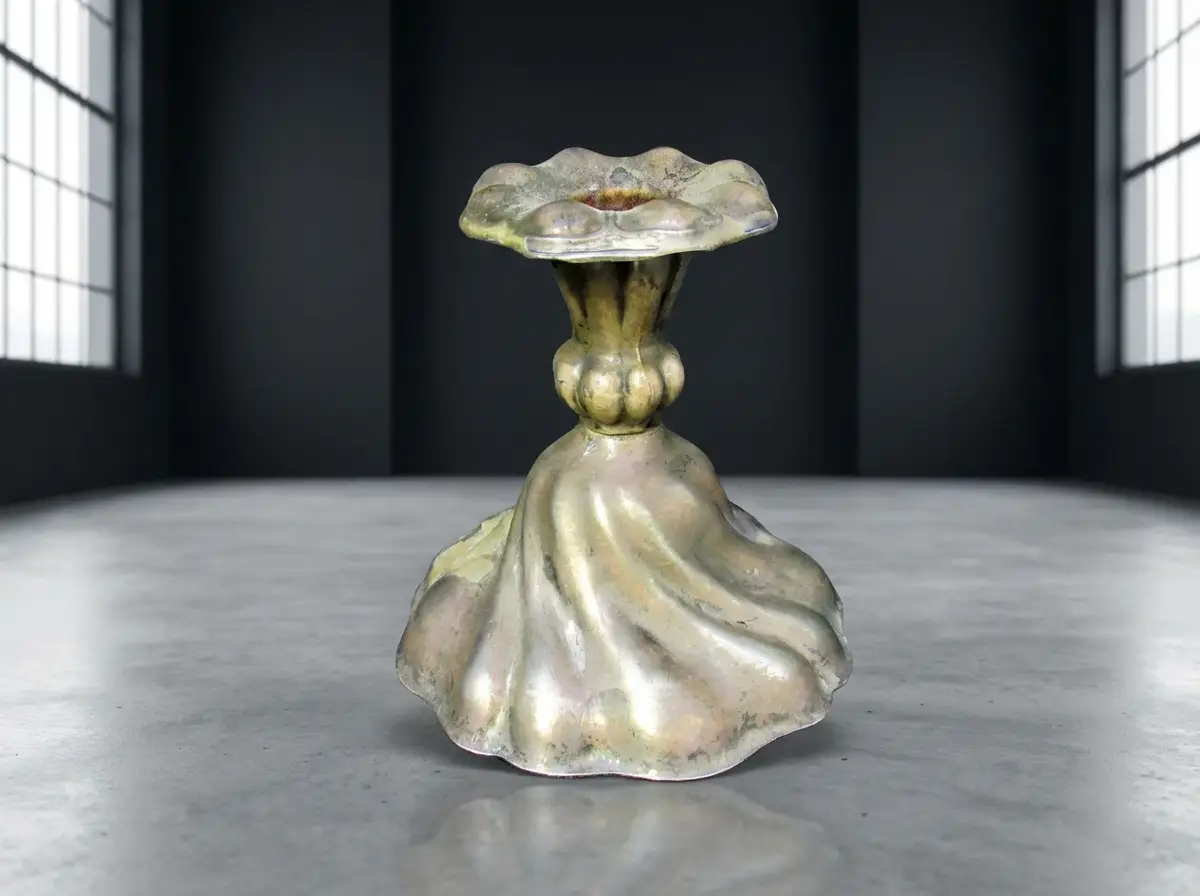 Antik Kerzenleuchter Rokoko Kupfer versilbert um 1890 godroniert