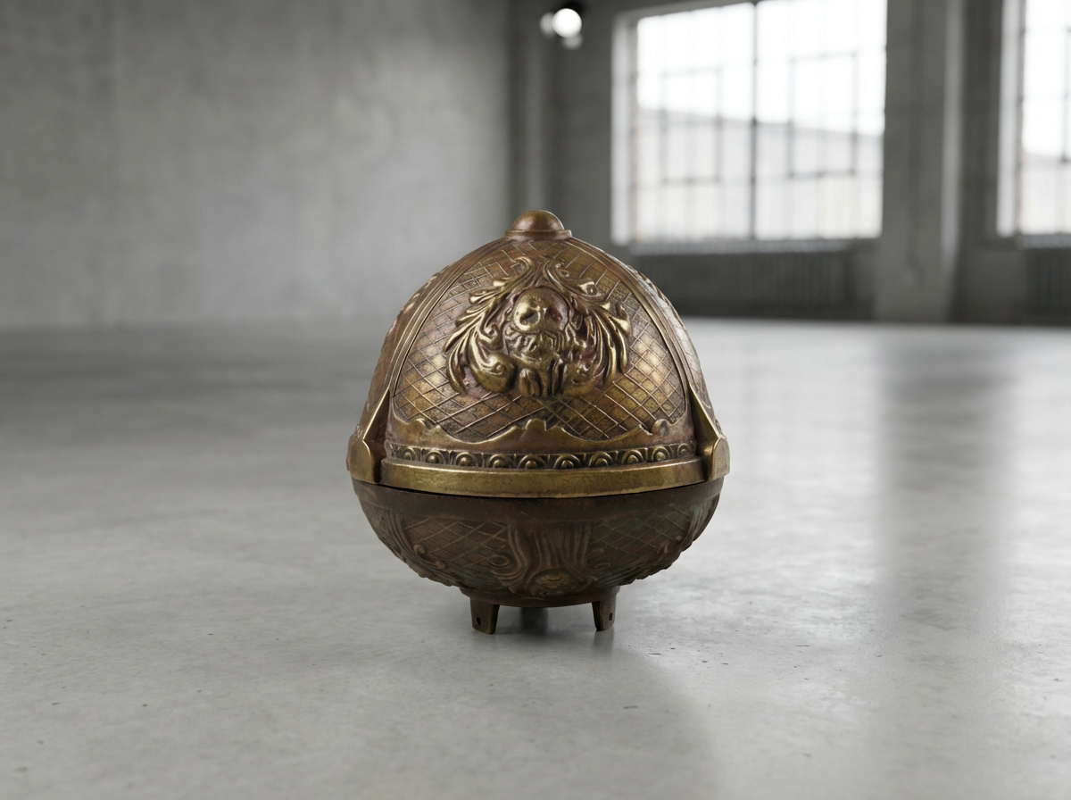 Historismus Lampengegengewicht Maskaron Messing brüniert um 1880