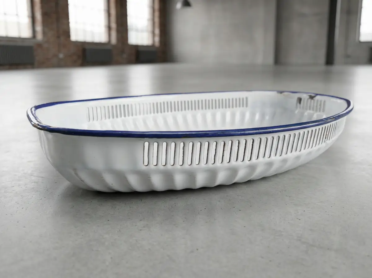 Art Déco Emaille Schale Weiß Blau Durchbruchrand um 1920 Vintage
