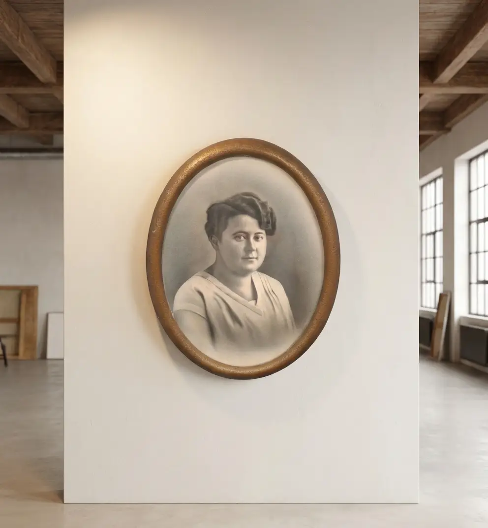 Antikes Porträt Junge Frau Jugendstil Koloriert im Louis-Philippe Rahmen um 1870