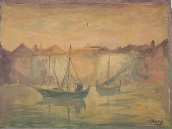 Bild von Maurice Louis Savin (1894-1973) "Fischerboote" 20.JHh