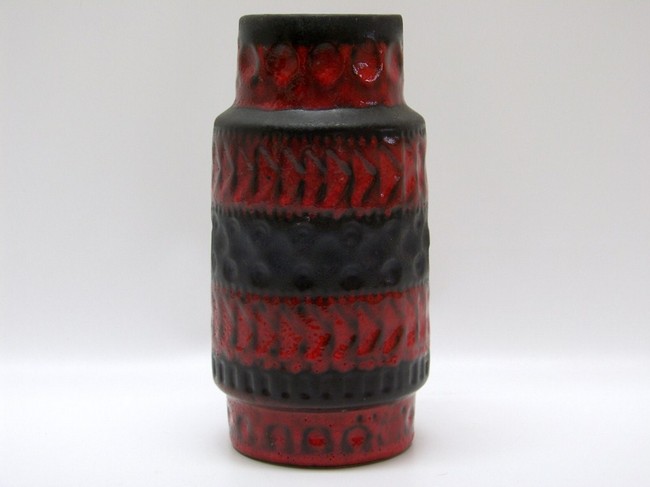 Image de Vintage Vase Bay Keramik, rot & schwarz